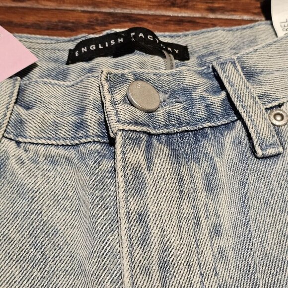 English Factory S 29 New W Tags Straight-Leg High Rise Side Slit 90's Acid Wash - Picture 9 of 10